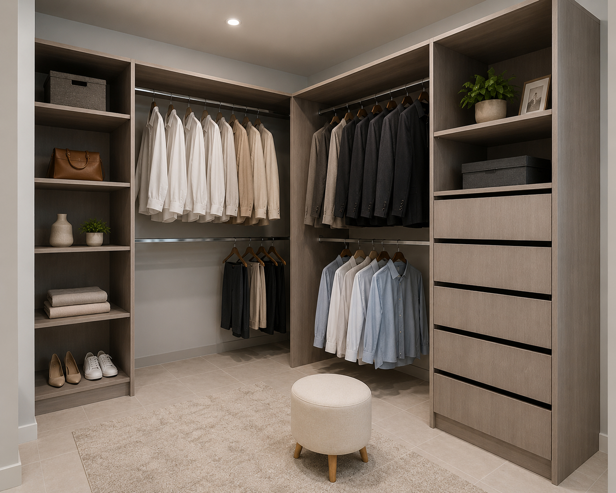 Closet abierto en esquina