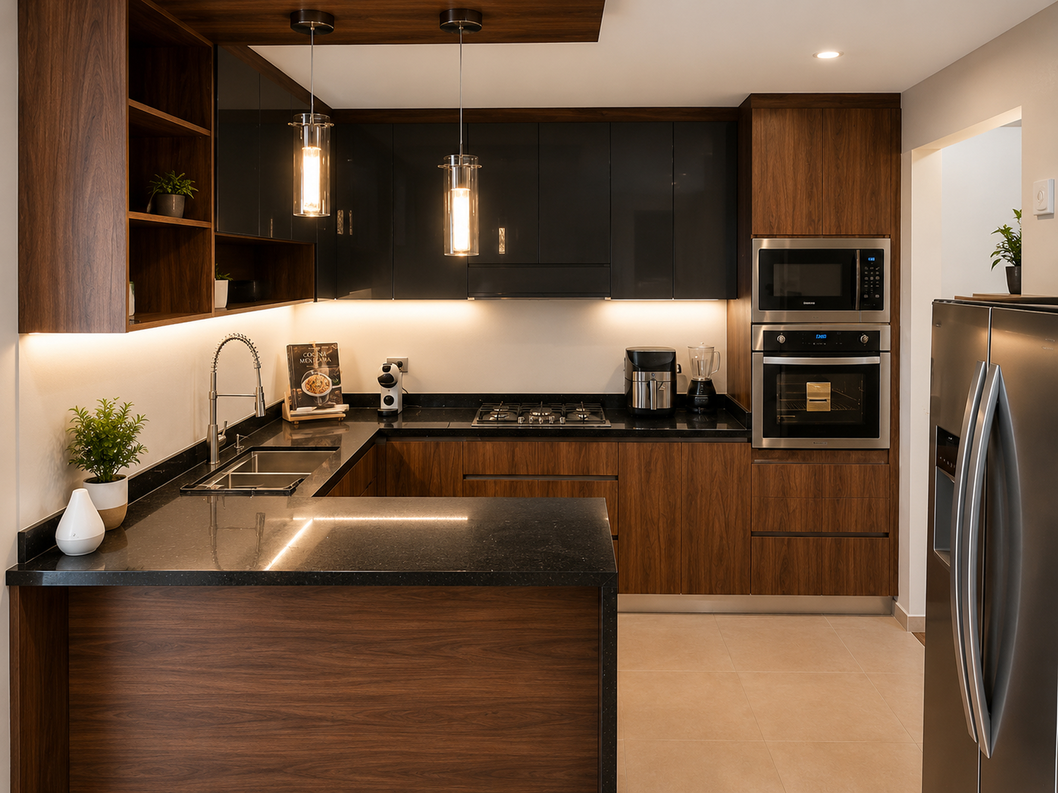 Cocina en L con espacio para Horno